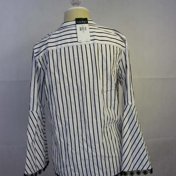 Ralph Lauren Women Striped Bell Sleeve Top Blouse - Picture 7 of 7